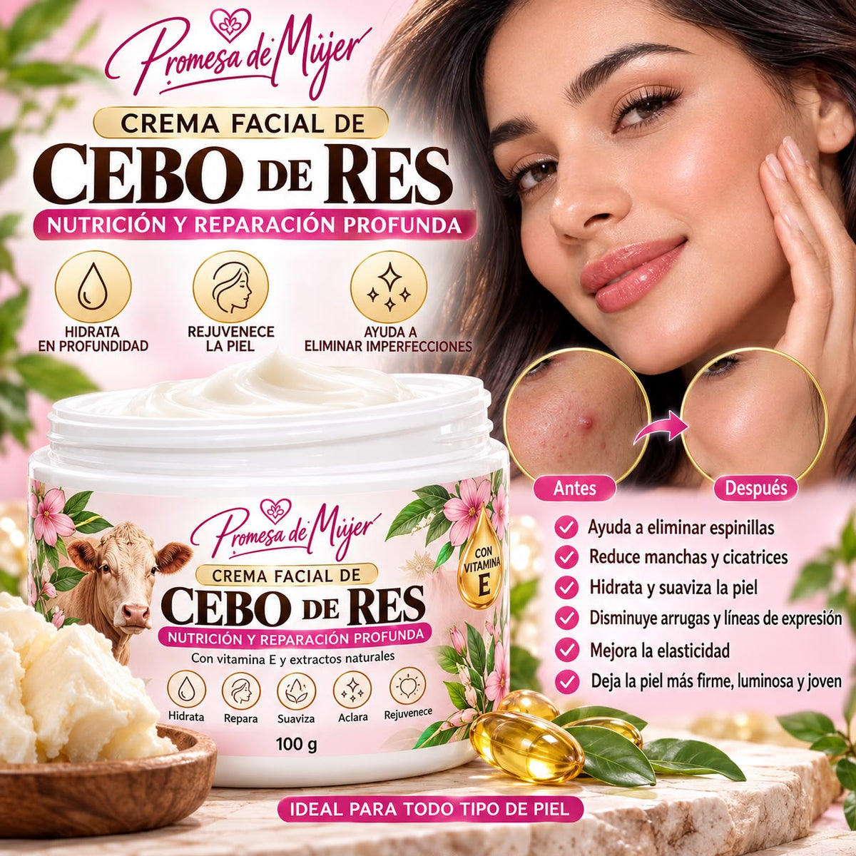 Crema de Sebo de Res con Ingredientes Naturales 🌿