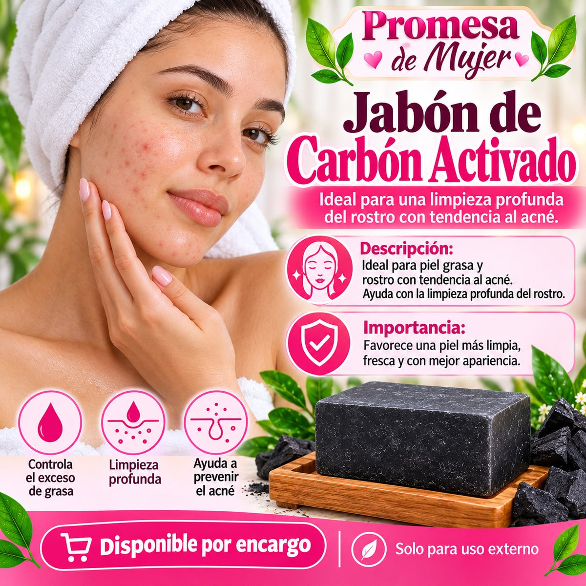 Jabón Artesanal de Carbón Activado y Pureza Profunda